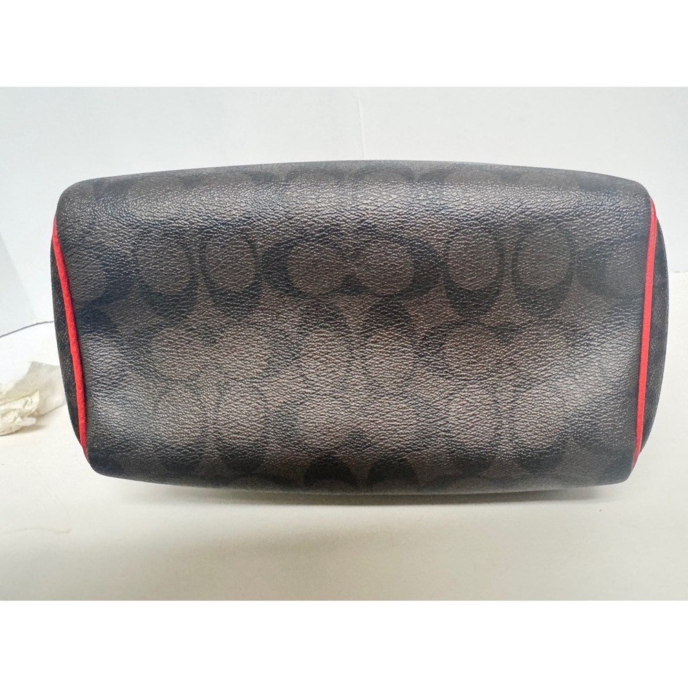 Coach Mini Bennett Brown‎ mono Canvas Red Leather Trim F36702 Crossbody NWOT - Picture 7 of 12